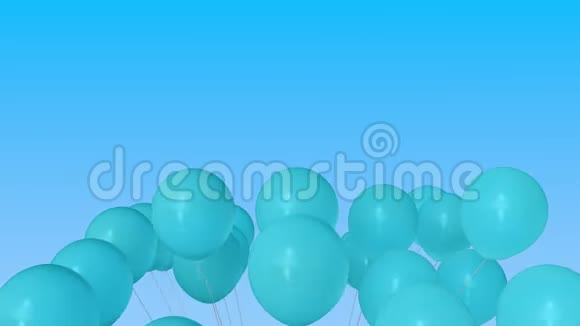 做了一堆蓝色氦气球3D动动画视频的预览图