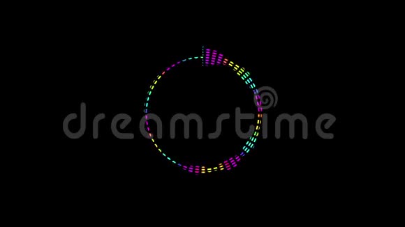 多色均衡器为水平音乐控制以圆圈形式出现黑色背景视频的预览图