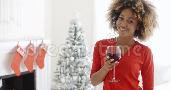 年轻女子献上圣诞祝酒视频的预览图