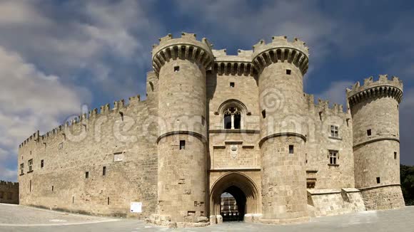 希腊罗德斯岛罗德斯的象征中世纪小镇著名的骑士大皇宫又称卡斯特洛视频的预览图