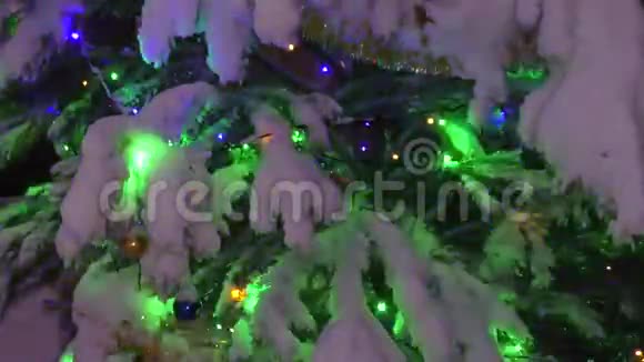 除夕夜圣诞树上的灯视频的预览图