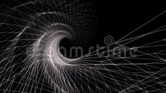 白色电线光线旋转黑色背景下动态运动动画视频的预览图