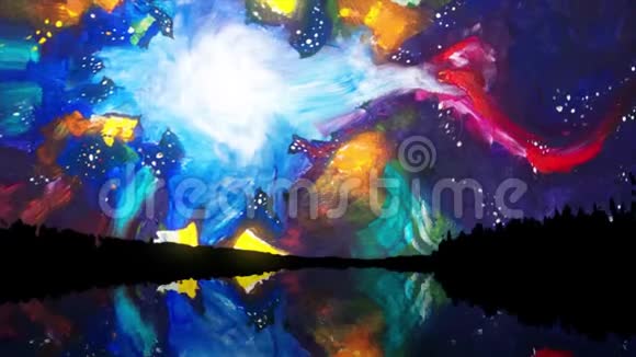 迷幻的彩色滴在抽象的背景上彩色颜料的运动视频的预览图
