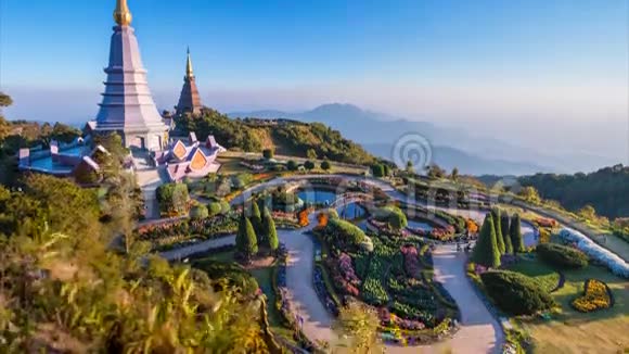 泰国清迈多伊因塔农国家公园大圣像塔地标视频的预览图