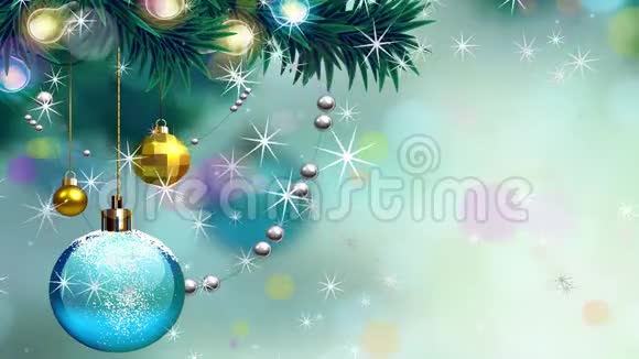 节日圣诞背景与球和雪球视频的预览图