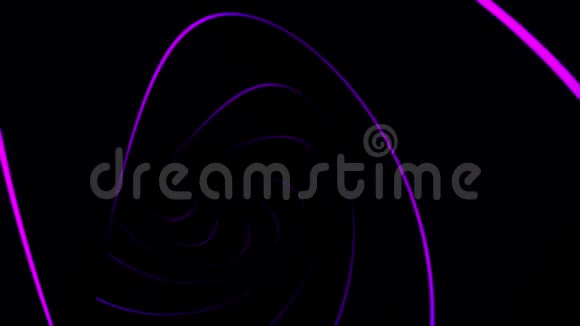 带有隧道的抽象动画荧光紫外光发光的霓虹灯线在黑色背景上移动视频的预览图