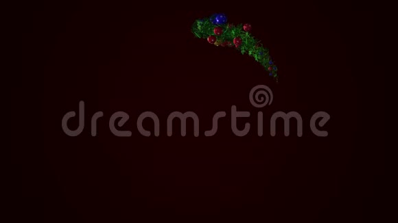 由不同大小的彩色闪亮球装饰的美丽绿色圣诞花环的抽象动画视频的预览图