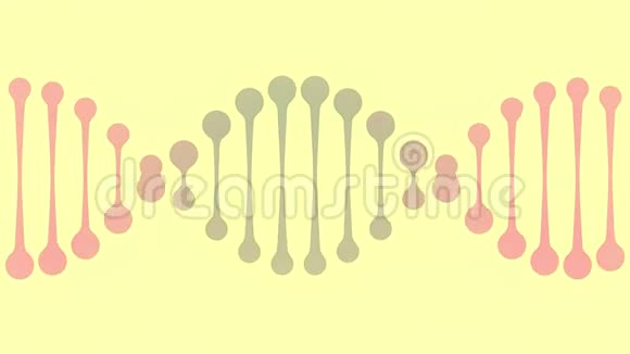 黄色背景上的灰色和粉红色DNA图标概念循环动画视频的预览图