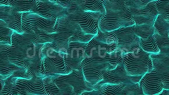 蓝色和绿色波浪在移动曲面上的动画视频的预览图