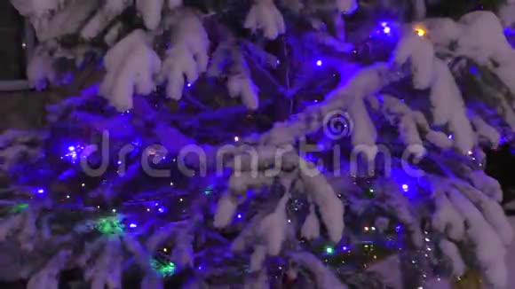 除夕夜圣诞树上的灯视频的预览图