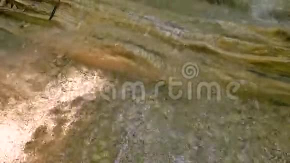 带有自然岩石的小山河山中的河流野生动物美丽的景观视频的预览图