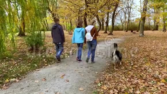 有狗在公园的幸福家庭视频的预览图