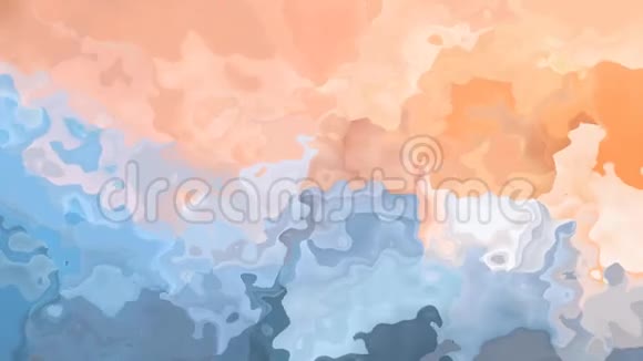 动画背景无缝环视频水彩花效果红蓝三文鱼粉和桃橙色彩龙彩视频的预览图