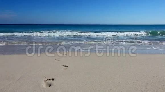 海滩上有新鲜的脚印被冲走了视频的预览图