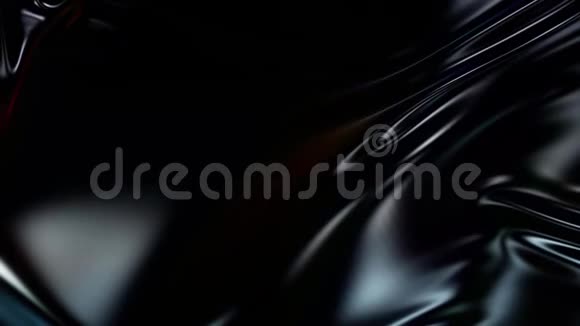波状黑布表面的4K三维动画形成涟漪如流体表面或褶皱如组织黑色视频的预览图