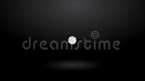 在黑色背景上振动白色涂鸦旋转和收缩车轮形状的声音图标视频的预览图