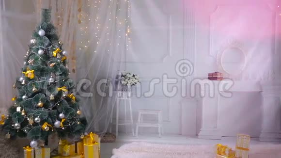 圣诞节背景为新年装饰的房间圣诞节庆祝活动不是人视频的预览图
