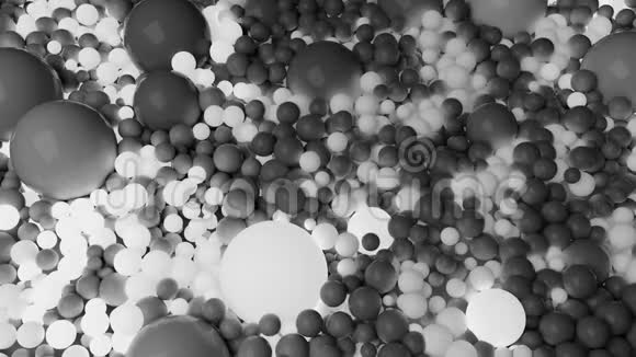 4k三维无缝循环动画美丽的灰色和白色小和大球或球覆盖平面抽象视频的预览图