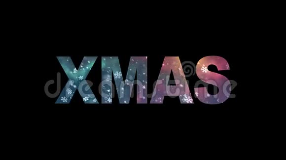 XMAS文字文字与降雪面具动画背景无缝环新品质通用复古彩色视频的预览图
