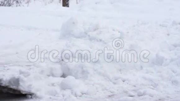 一个人用铲子铲雪视频的预览图