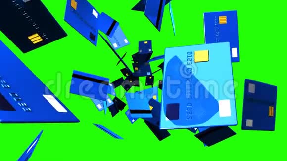 绿色彩色钥匙蓝信用卡视频的预览图