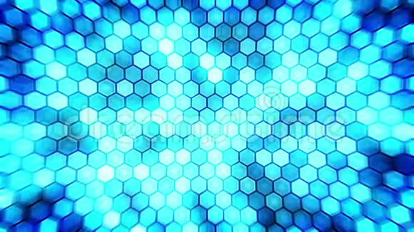蓝色电闪电蜂窝背景发光的电六角与闪光业务技术循环动画视频的预览图
