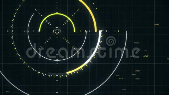 带有间谍风格圆圈的抽象动画动画计算机图形圆圈的笔画在未来的风格新生儿视频的预览图