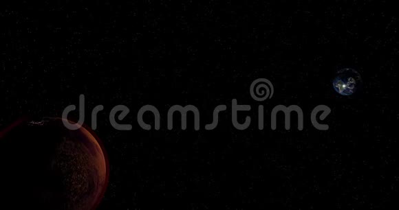 火星和地球在宇宙上旋转的4K动画视频的预览图