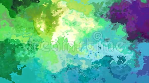 动画彩色背景无缝循环视频水彩效果春季绿色蓝色茶色紫色和黄色视频的预览图