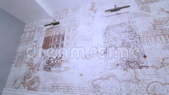 豪华公寓内部在墙纸上画画视频的预览图