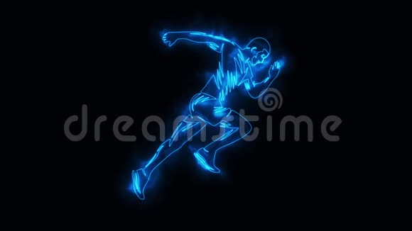 蓝色跑步者跑步者动画标志循环图形视频的预览图
