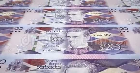 巴巴多斯岛20美元钞票滚动现金循环视频的预览图