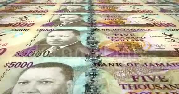 牙买加五千美元纸币滚动现金循环视频的预览图