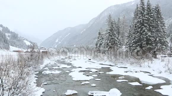 多雾天气的冬季景观视频的预览图