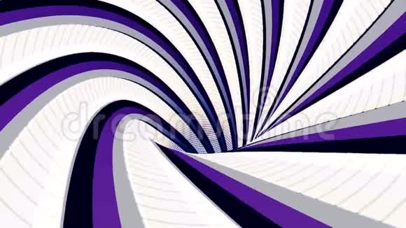 抽象背景与动画催眠隧道的彩色条纹无缝循环动画无止境的旋转漏斗视频的预览图