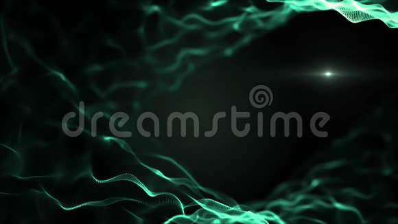 抽象流体液体背景绿色模仿波浪在黑色背景下移动光线模糊视频的预览图