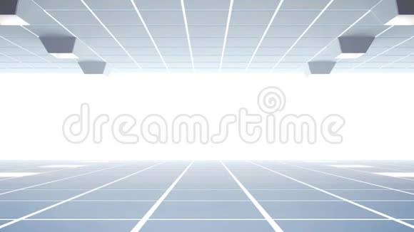 现代空展厅瓷砖地板和白色背景视频的预览图