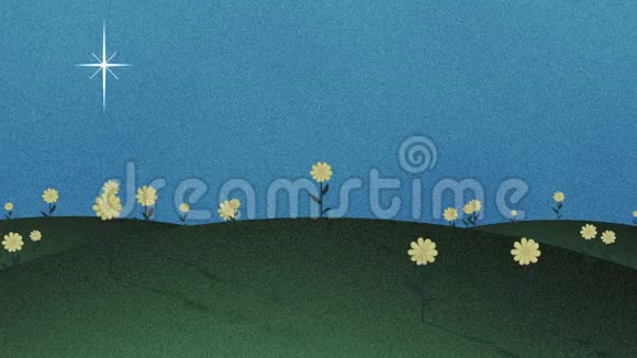 丘陵和花卉复古裁剪背景视频的预览图