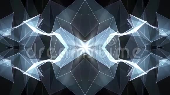 抽象对称白色多边形形状网亮云动画背景新质量动态技术运动视频的预览图