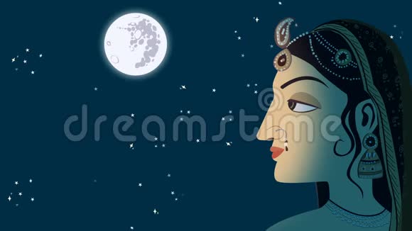 印度印度传统女性在满月之夜视频的预览图