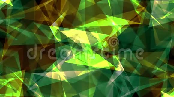 摘要对称绿色黄色多边形星形网闪亮云动画背景新质量动态技术视频的预览图