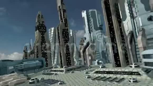 穿越未来主义科幻城市4K视频的预览图