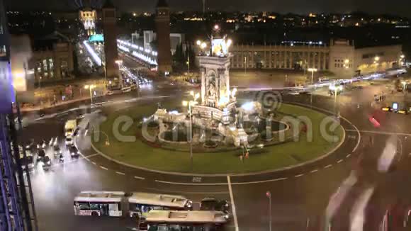 城市广场生活交通时间夜间4k视频的预览图