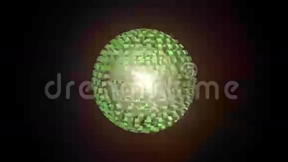 旋转和改变绿色球的形状创造了三维元素视频的预览图