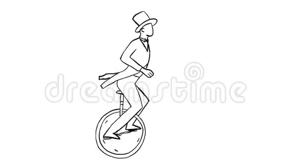 循环表演者骑单车绘画2D动画视频的预览图