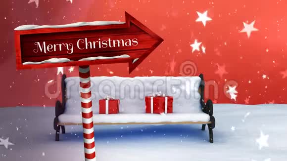 圣诞快乐写在木板上下雪了视频的预览图