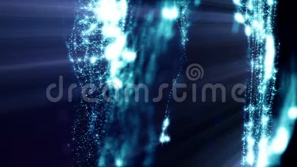 蓝色花环缩影或空间无缝的镜头与美丽的光效辉光三维循环抽象动画视频的预览图