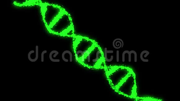 数字全息绿色DNA旋转DNA链是由单个元素组装而成的基因工程科学概念视频的预览图