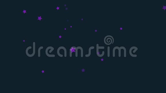 美丽紫色的拍摄明星在黑暗的背景卡通动画无缝的循环小小的五颗星在坠落视频的预览图