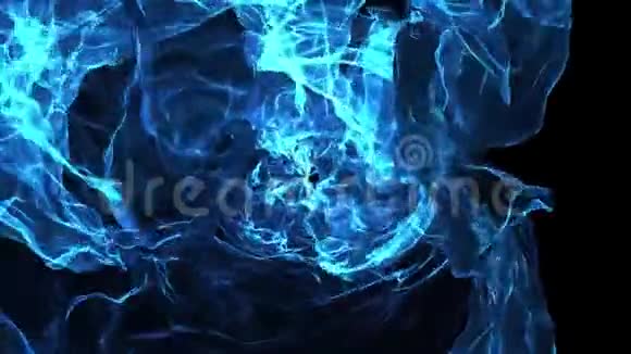 抽象蓝色挥动三维网格或网格作为未来的网络空间蓝色几何环境或能源视频的预览图